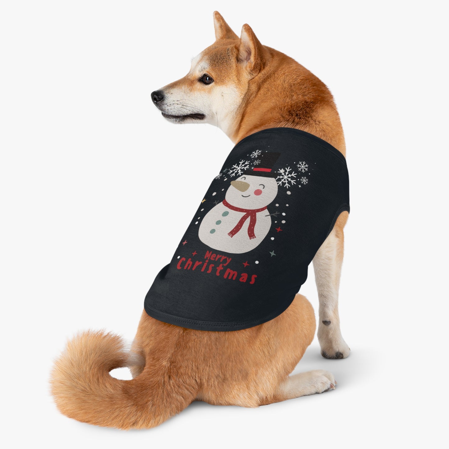 Merry Christmas Snowman Holiday Pet Tank Top (Also Available in Adult Holiday Collection and Kids Holiday Collection)