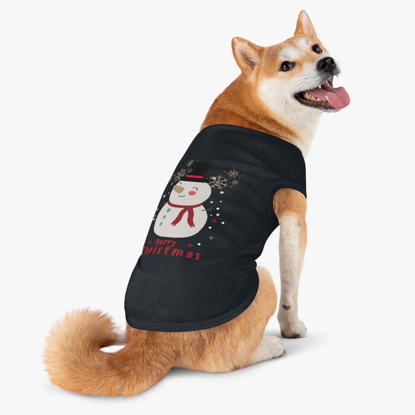 Merry Christmas Snowman Pet Tank Top (Also Available in Adult Holiday Collection and Kids Holiday Collection)