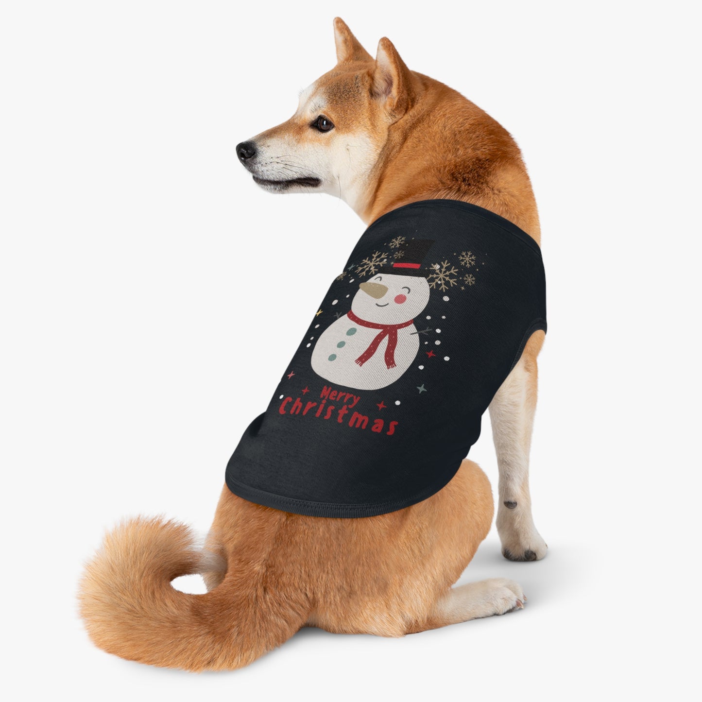 Merry Christmas Snowman Pet Tank Top (Also Available in Adult Holiday Collection and Kids Holiday Collection)