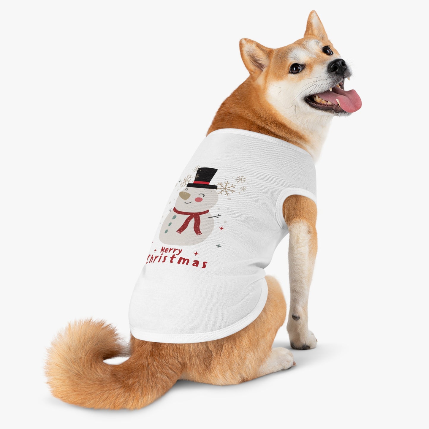 Merry Christmas Snowman Pet Tank Top (Also Available in Adult Holiday Collection and Kids Holiday Collection)