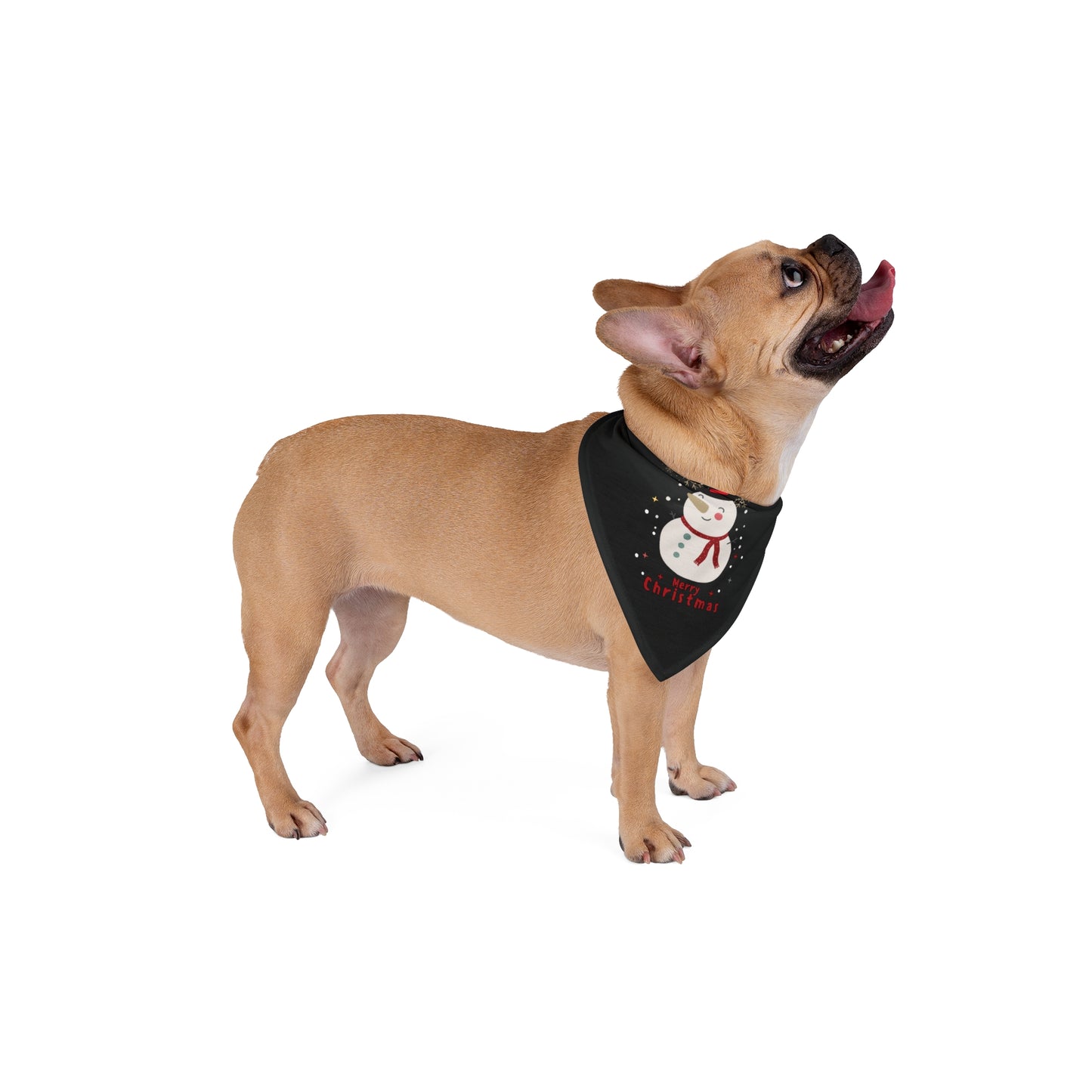 Merry Christmas Snowman Pet Bandana (Black) (Also Available in Adult Holiday Collection and Kids Holiday Collection)