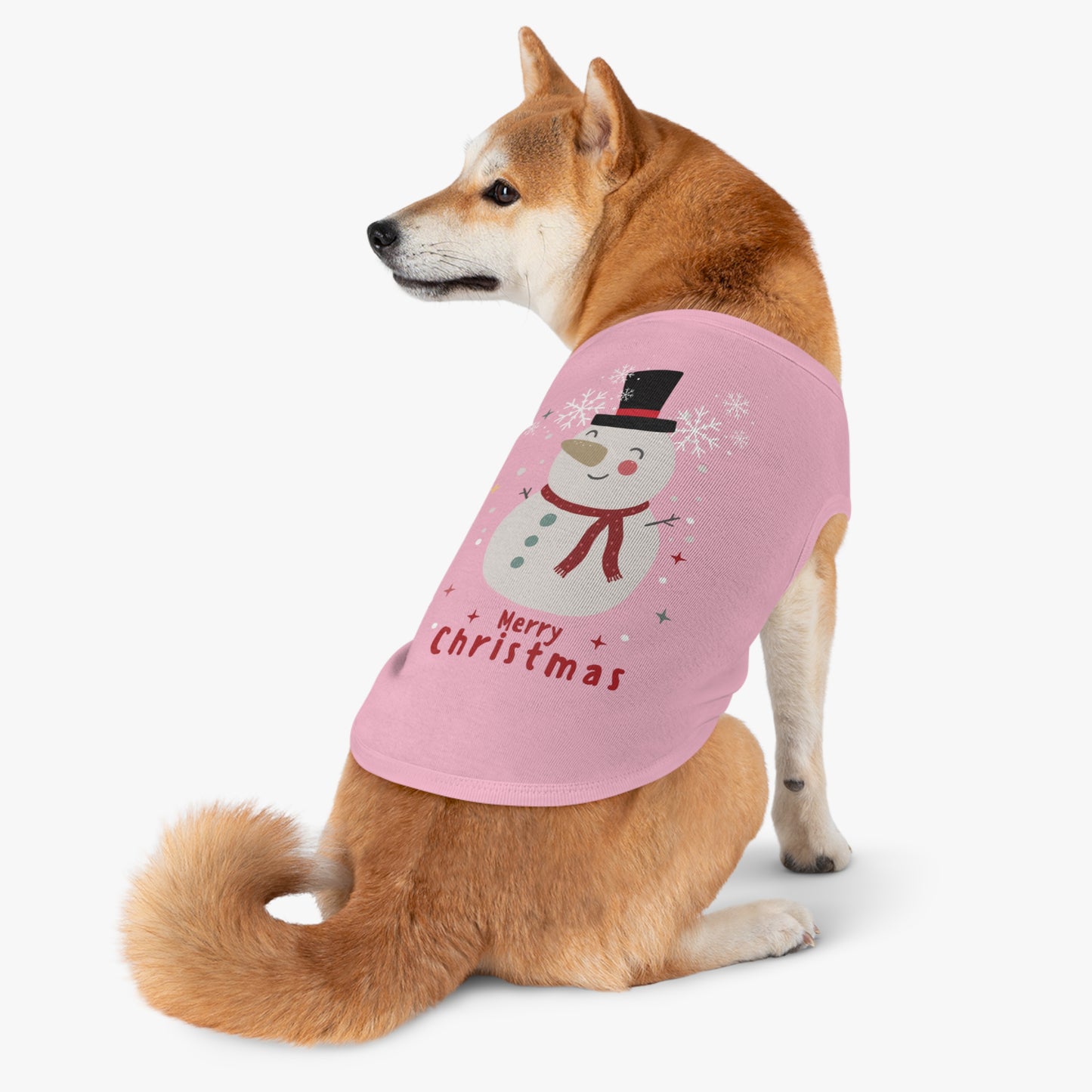 Merry Christmas Snowman Holiday Pet Tank Top (Also Available in Adult Holiday Collection and Kids Holiday Collection)
