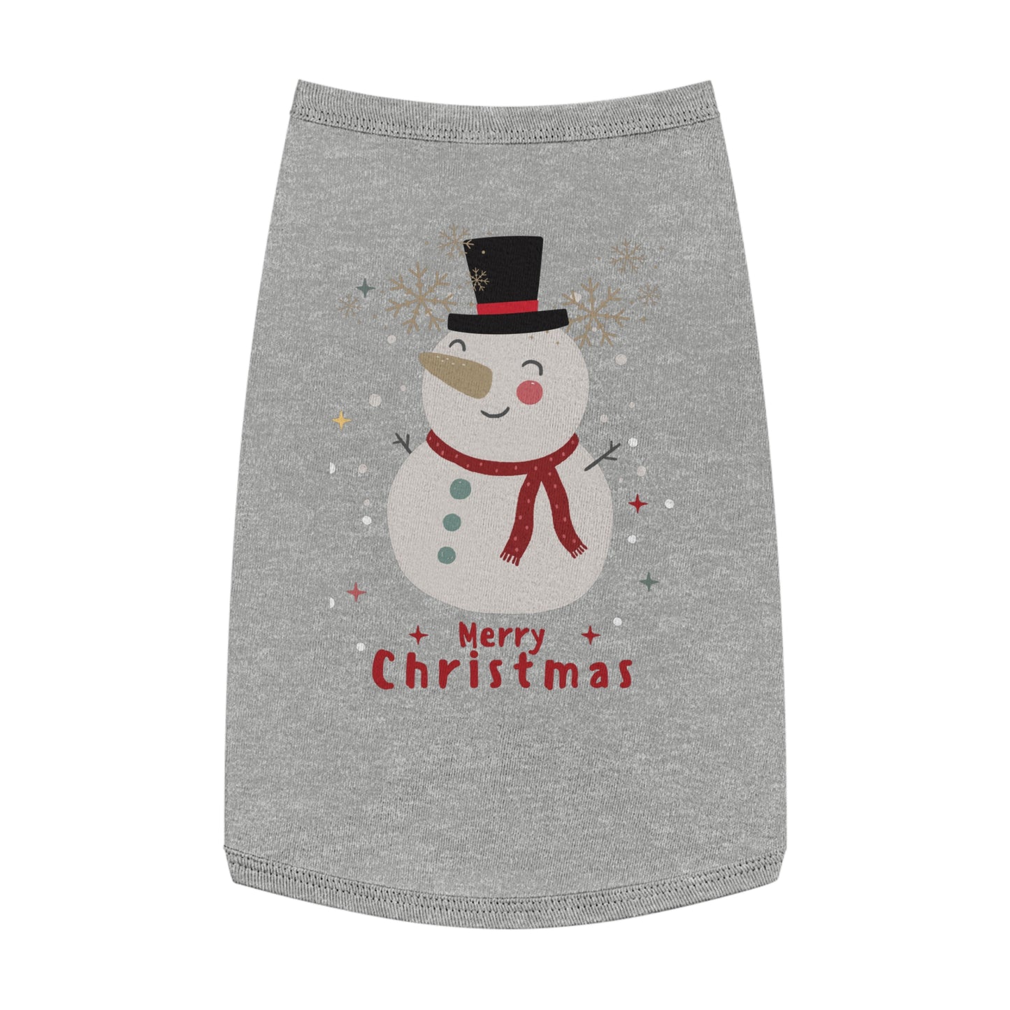 Merry Christmas Snowman Pet Tank Top (Also Available in Adult Holiday Collection and Kids Holiday Collection)