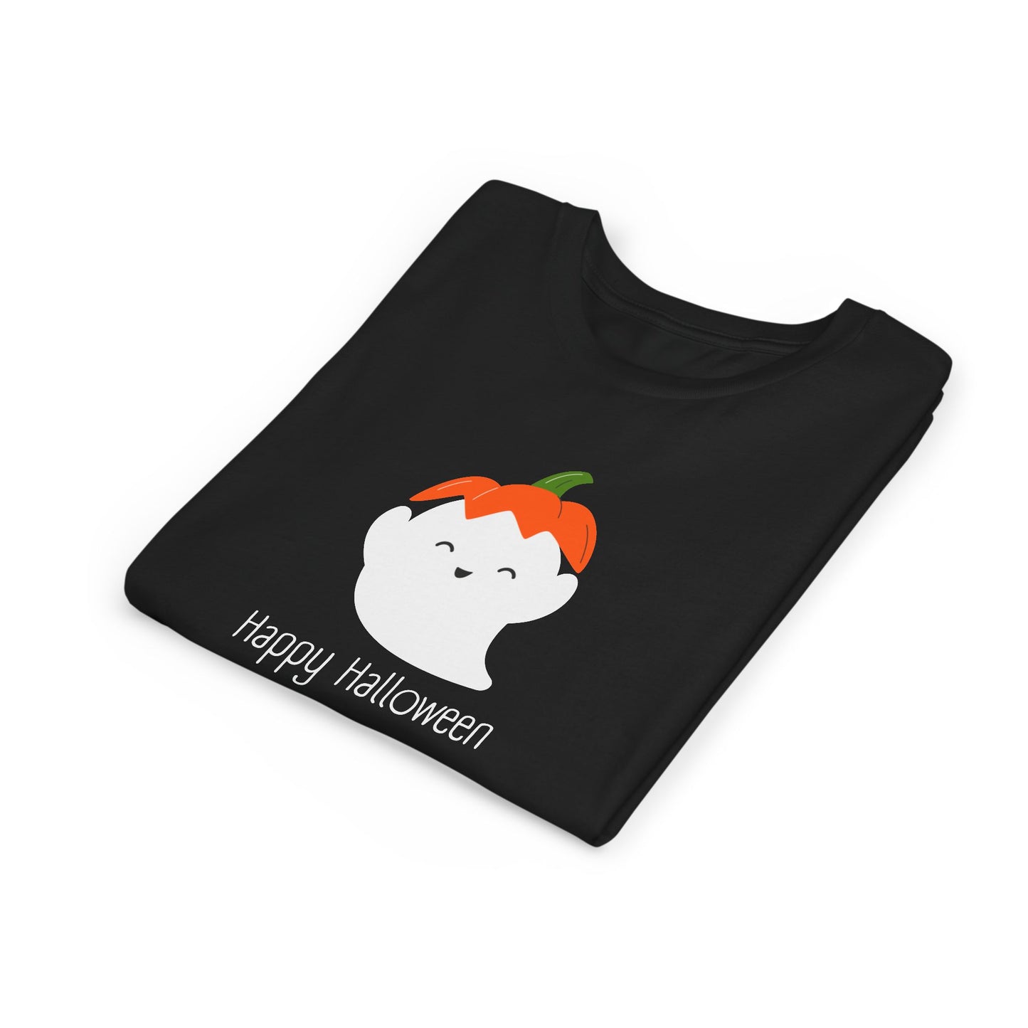 Happy Halloween Ghost With Pumpkin Hat Youth Tee
