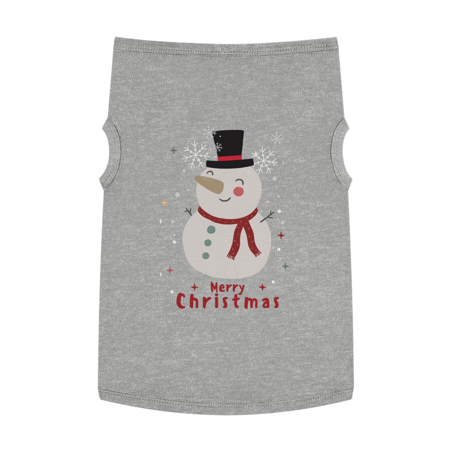 Merry Christmas Snowman Holiday Pet Tank Top (Also Available in Adult Holiday Collection and Kids Holiday Collection)