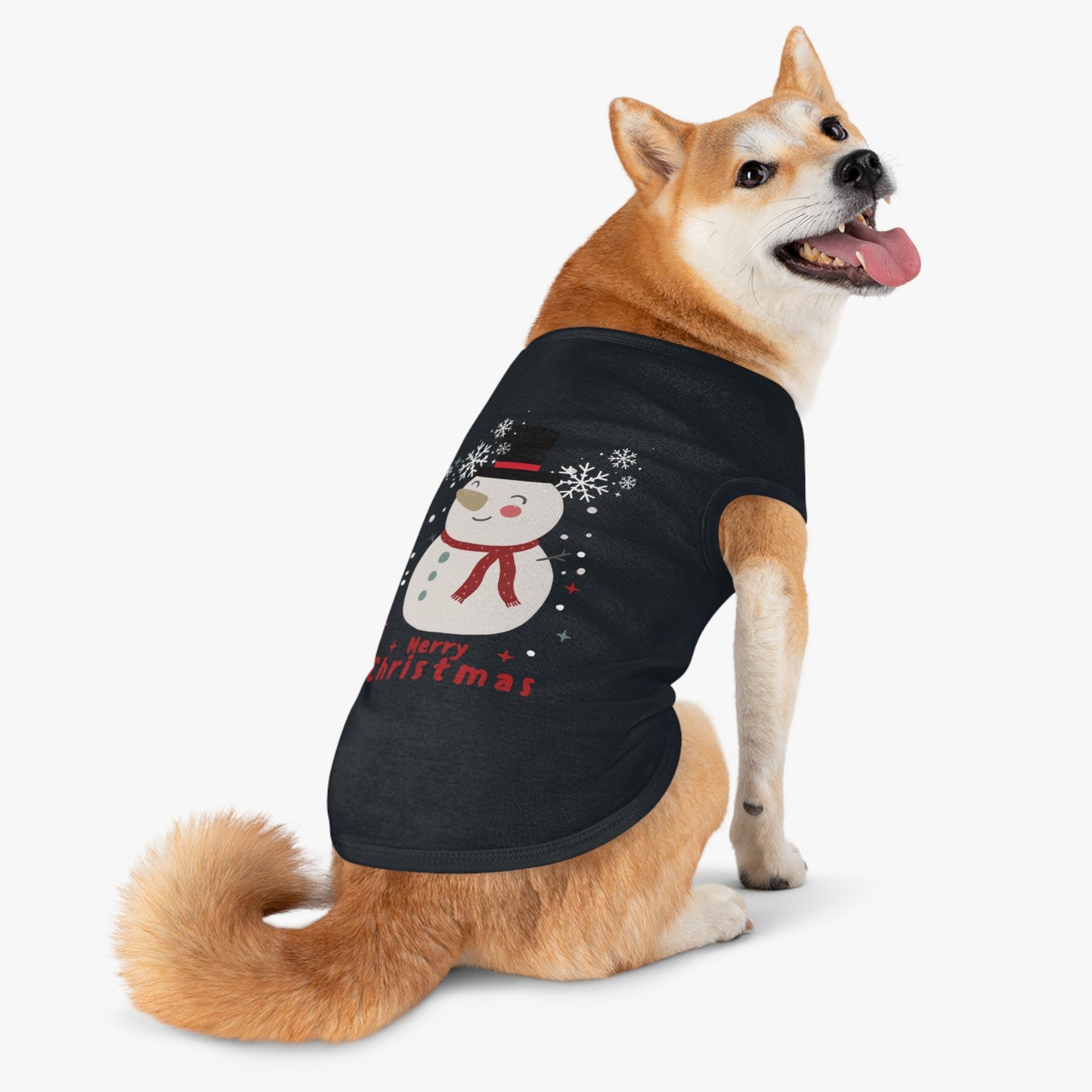 Merry Christmas Snowman Holiday Pet Tank Top (Also Available in Adult Holiday Collection and Kids Holiday Collection)