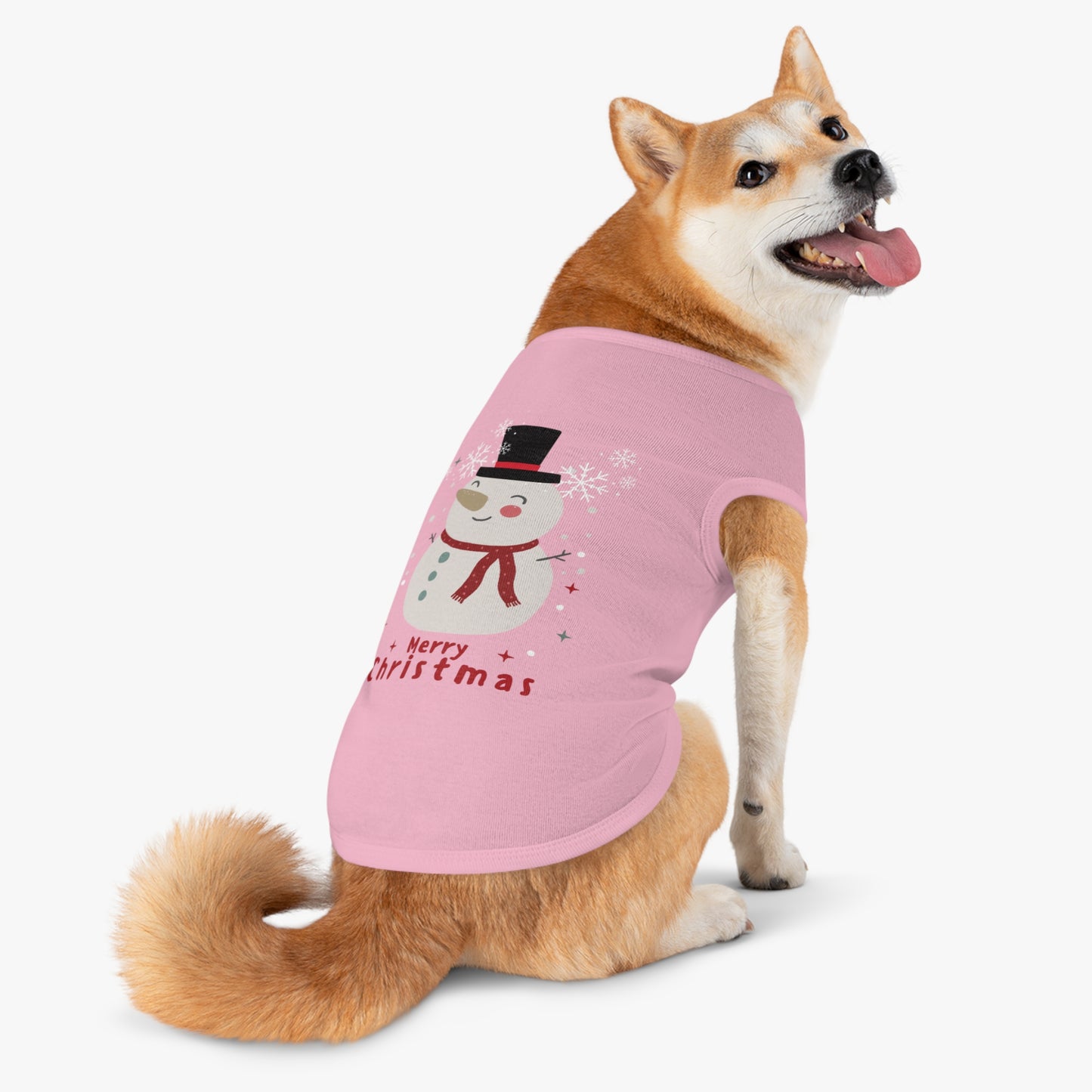 Merry Christmas Snowman Holiday Pet Tank Top (Also Available in Adult Holiday Collection and Kids Holiday Collection)