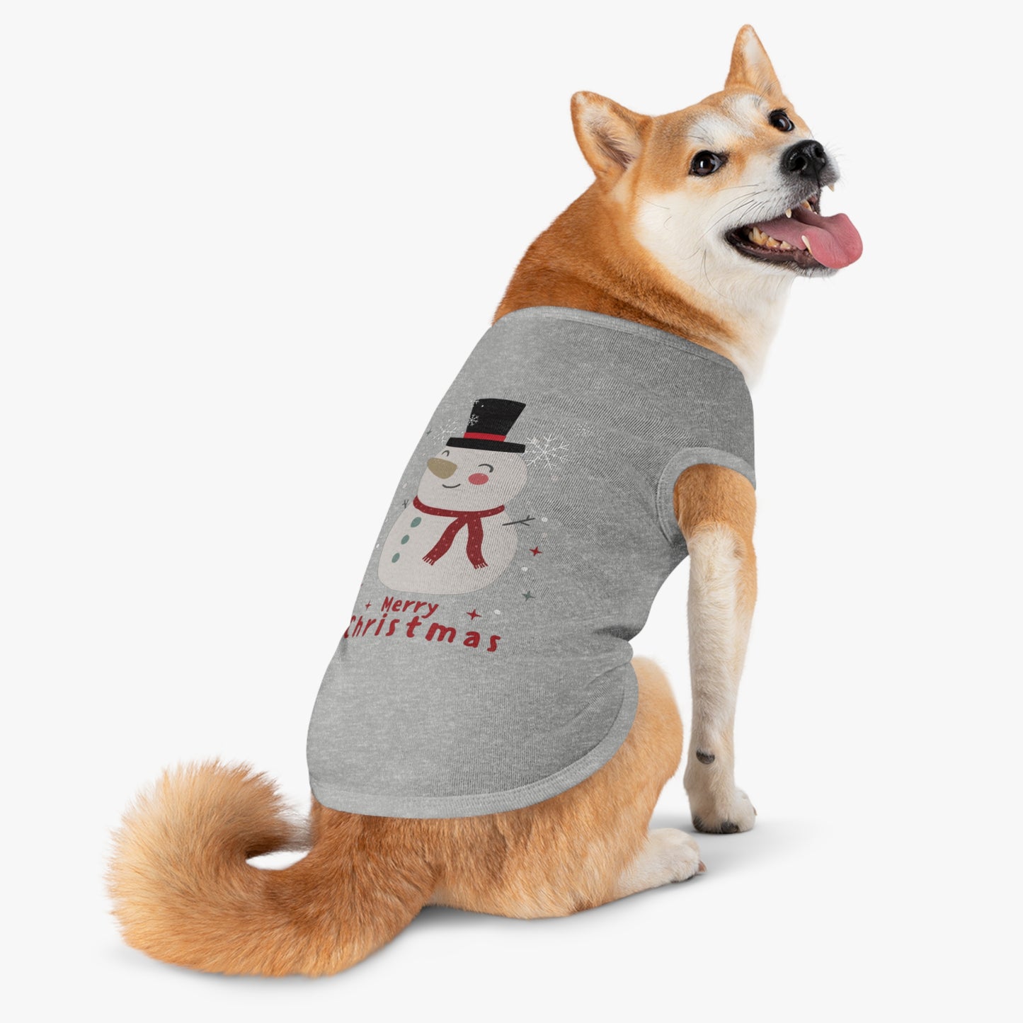 Merry Christmas Snowman Holiday Pet Tank Top (Also Available in Adult Holiday Collection and Kids Holiday Collection)