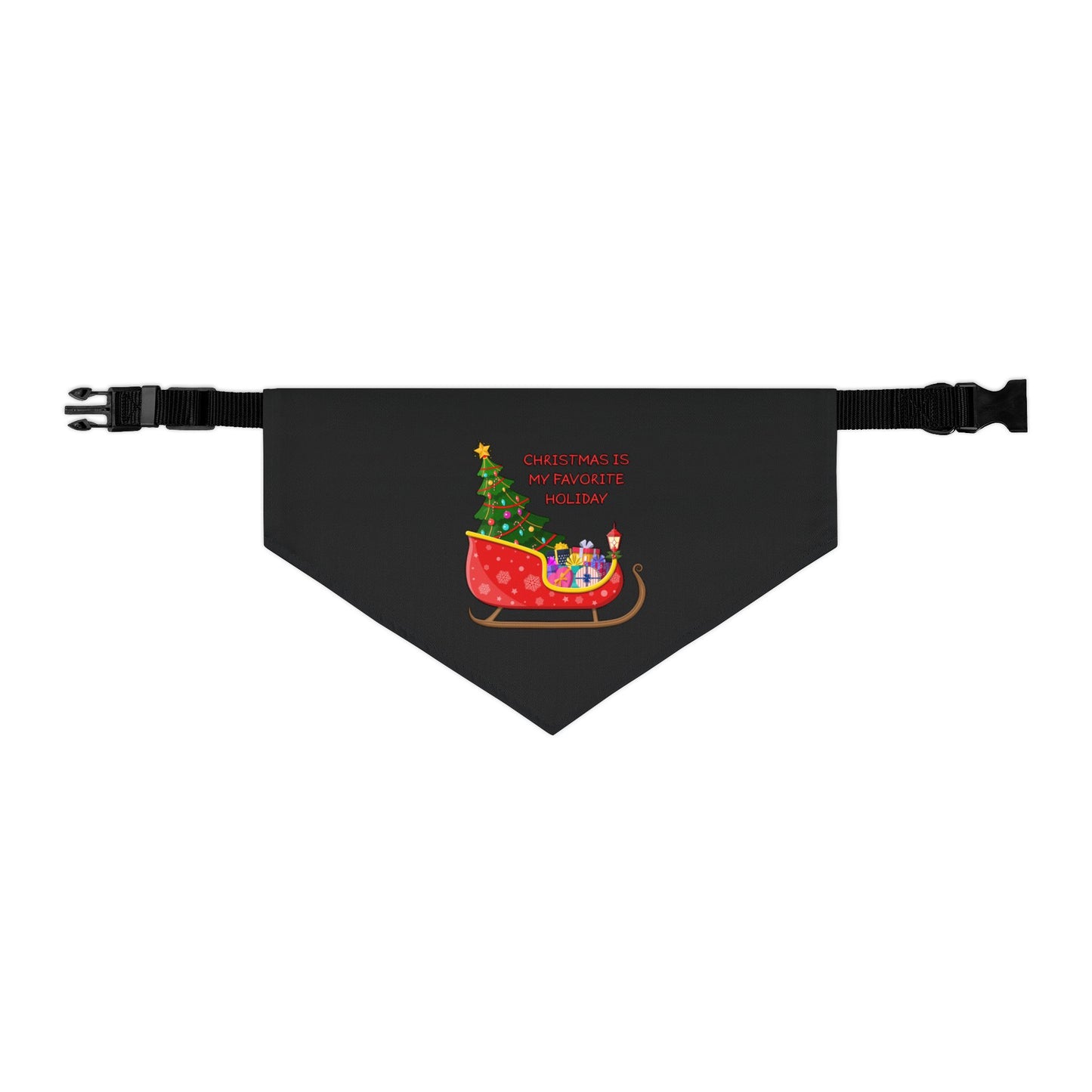 Christmas Is My Favorite Holiday Pet Bandana (Black) (Also Available in Adult Holiday Collection and Kids Holiday Collection)