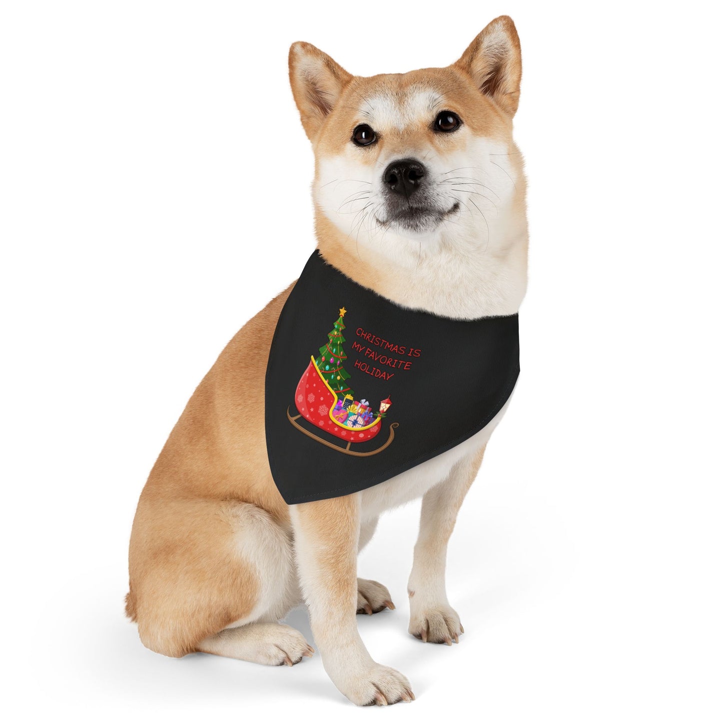 Christmas Is My Favorite Holiday Pet Bandana (Black) (Also Available in Adult Holiday Collection and Kids Holiday Collection)