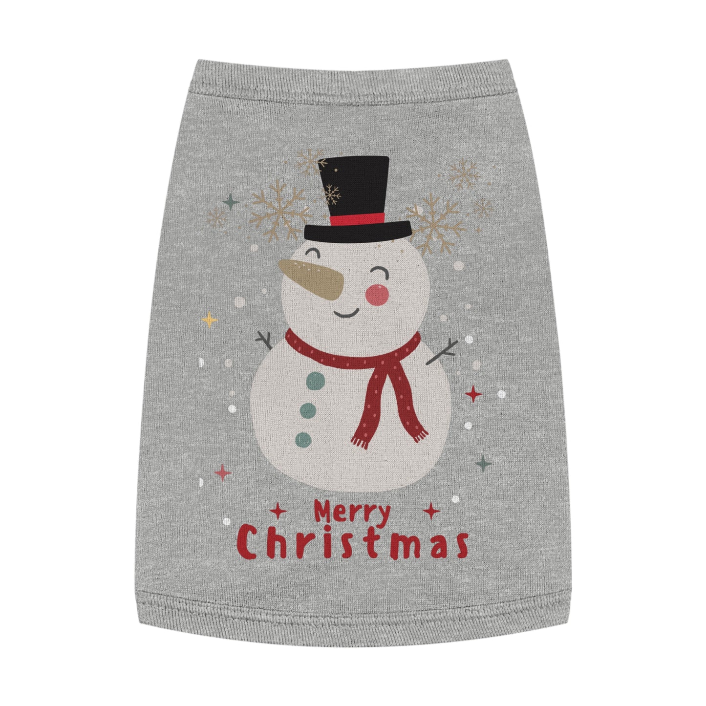 Merry Christmas Snowman Pet Tank Top (Also Available in Adult Holiday Collection and Kids Holiday Collection)