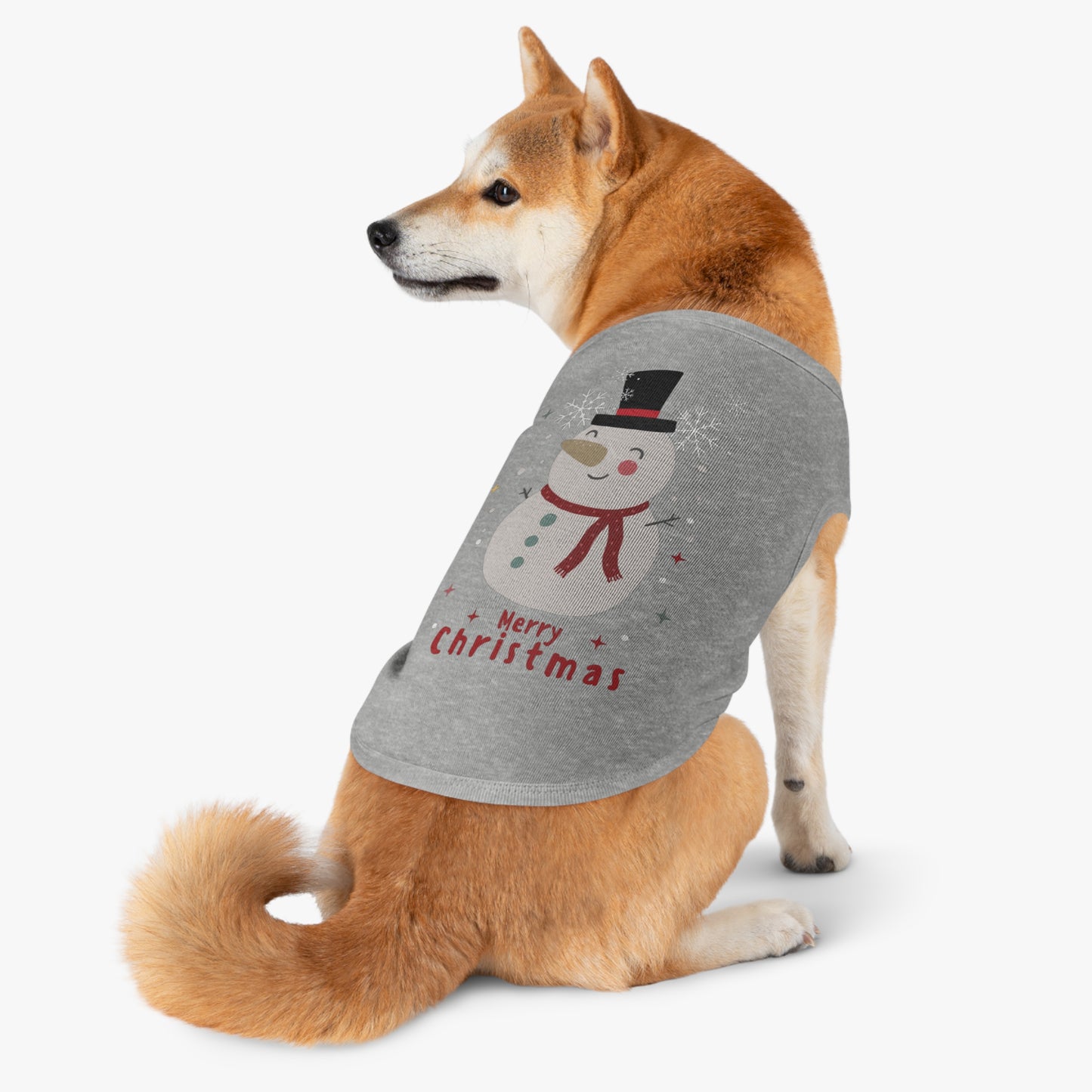 Merry Christmas Snowman Holiday Pet Tank Top (Also Available in Adult Holiday Collection and Kids Holiday Collection)