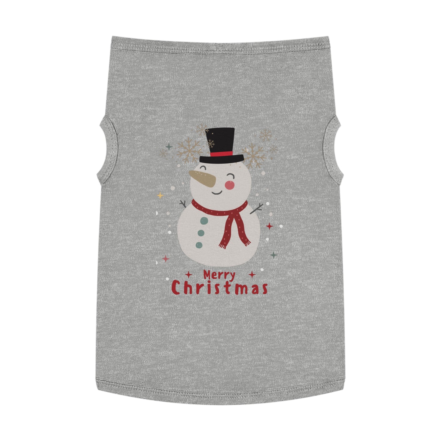 Merry Christmas Snowman Pet Tank Top (Also Available in Adult Holiday Collection and Kids Holiday Collection)