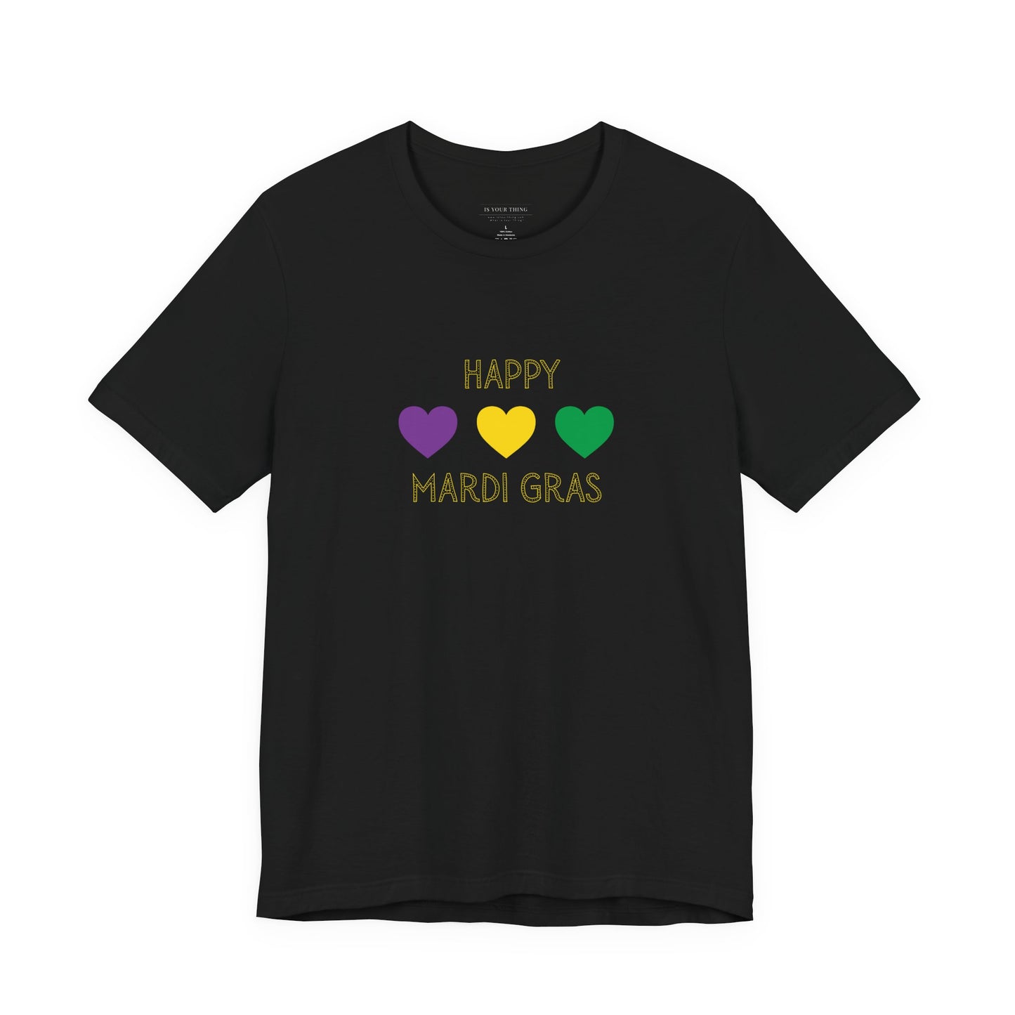 Happy Mardi Gras Hearts Unisex Tee