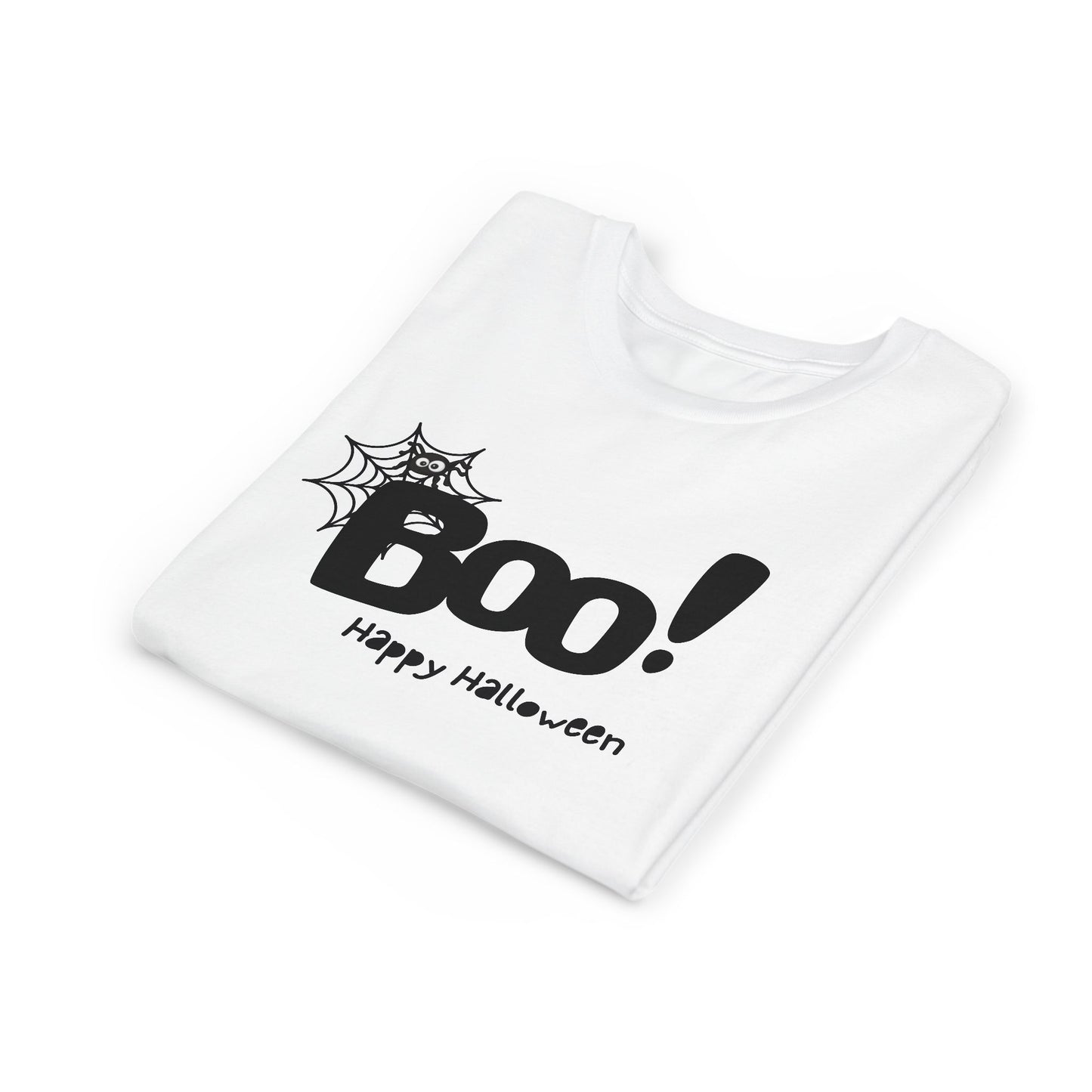 Boo Happy Halloween Youth Tee (White) (Also Available in Adult Holiday Collection and Pet Holiday Collection)