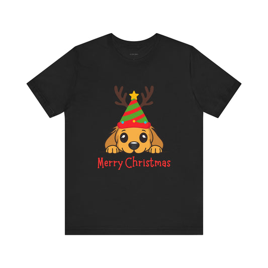 Merry Christmas Puppy Unisex Tee (Also Available in Kids Holiday Collection and Pet Holiday Collection)