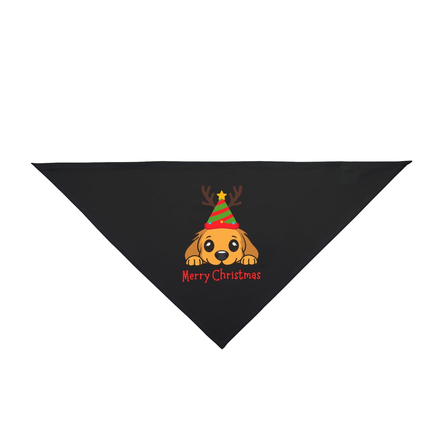 Merry Christmas Puppy Pet Bandana (Black) (Also Available in Adult Holiday Collection and Kids Holiday Collection)
