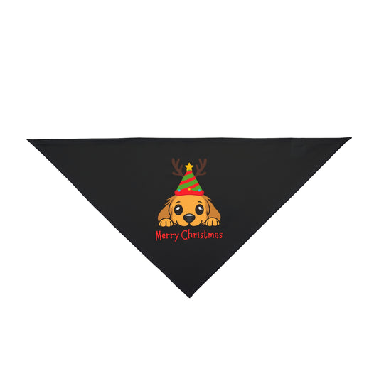 Merry Christmas Puppy Pet Bandana (Black) (Also Available in Adult Holiday Collection and Kids Holiday Collection)