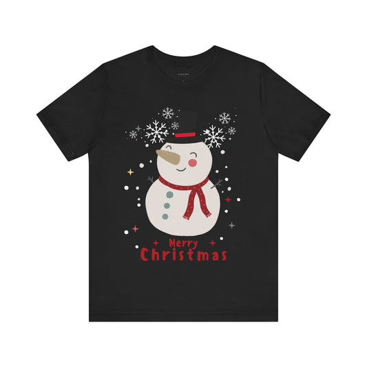 Merry Christmas Snowman Christmas Unisex Tee (Also Available in Kids Holiday Collection and Pet Holiday Collection)