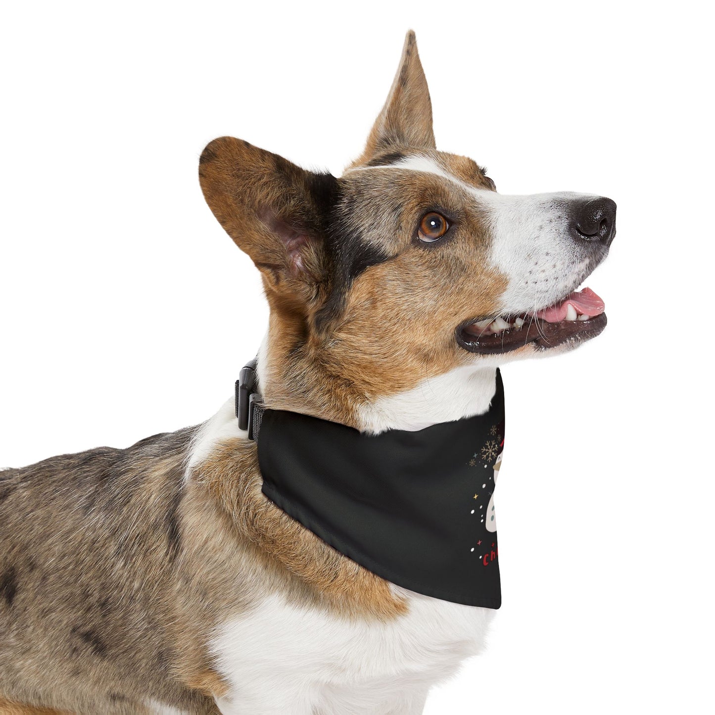 Merry Christmas Snowman Pet Bandana Collar (Black) (Also Available in Adult Holiday Collection and Kids Holiday Collection)