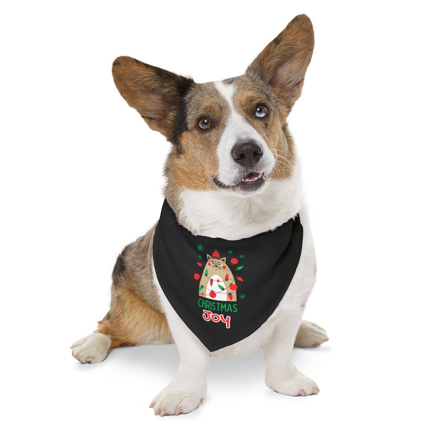 Christmas Joy Pet Bandana Collar (Black) (Also Available in Adult Holiday Collection and Kids Holiday Collection)