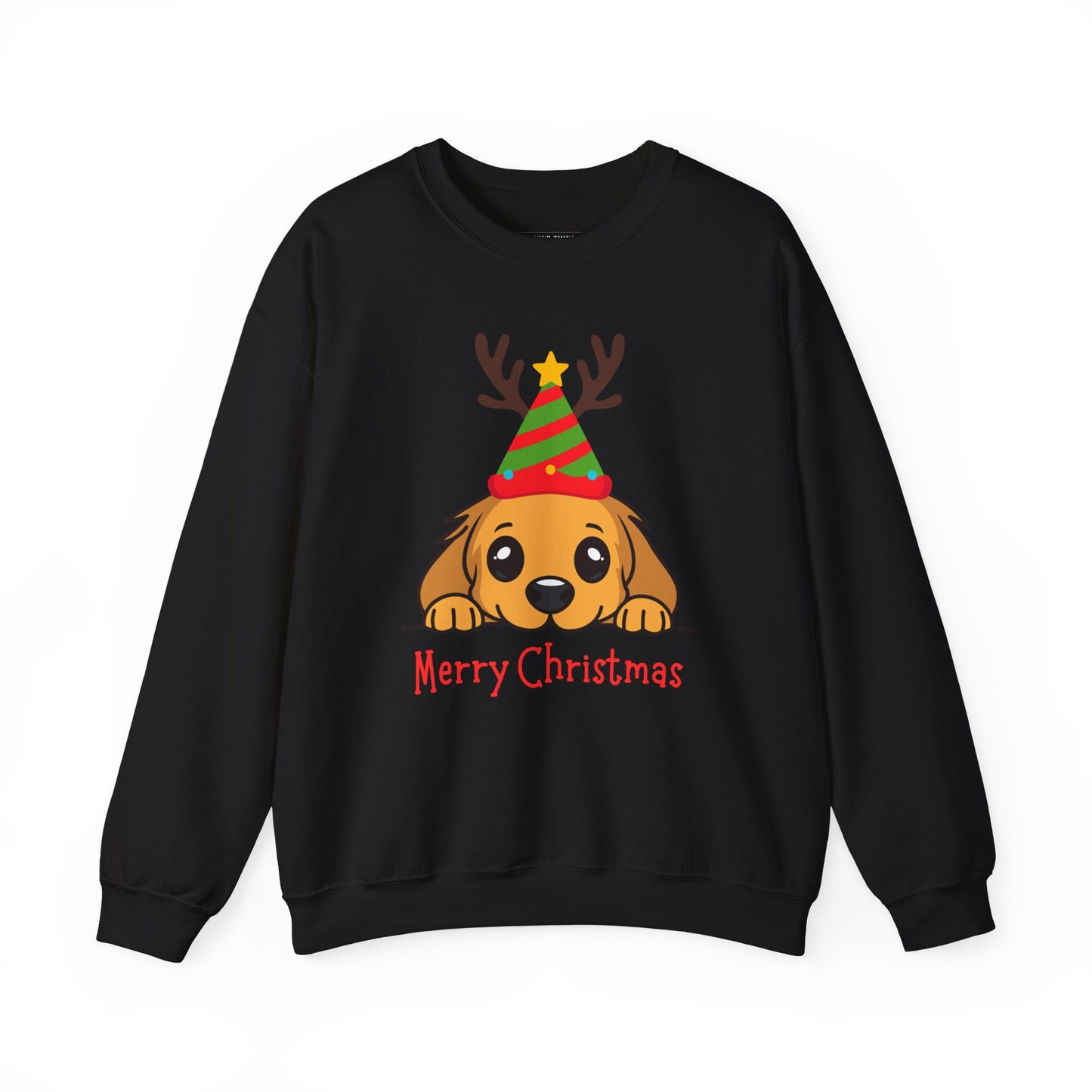 Merry Christmas Puppy Unisex Sweatshirt (Also Available in Kids Holiday Collection and Pet Holiday Collection)