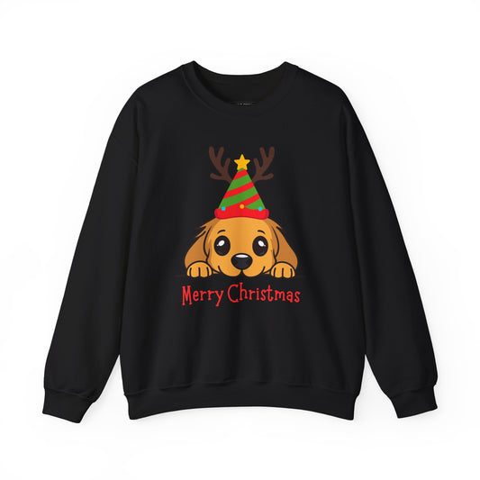 Merry Christmas Puppy Unisex Sweatshirt (Also Available in Kids Holiday Collection and Pet Holiday Collection)