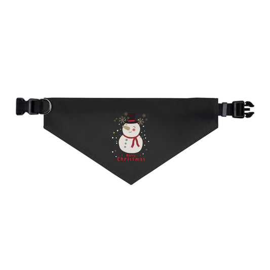 Merry Christmas Snowman Pet Bandana Collar (Black) (Also Available in Adult Holiday Collection and Kids Holiday Collection)
