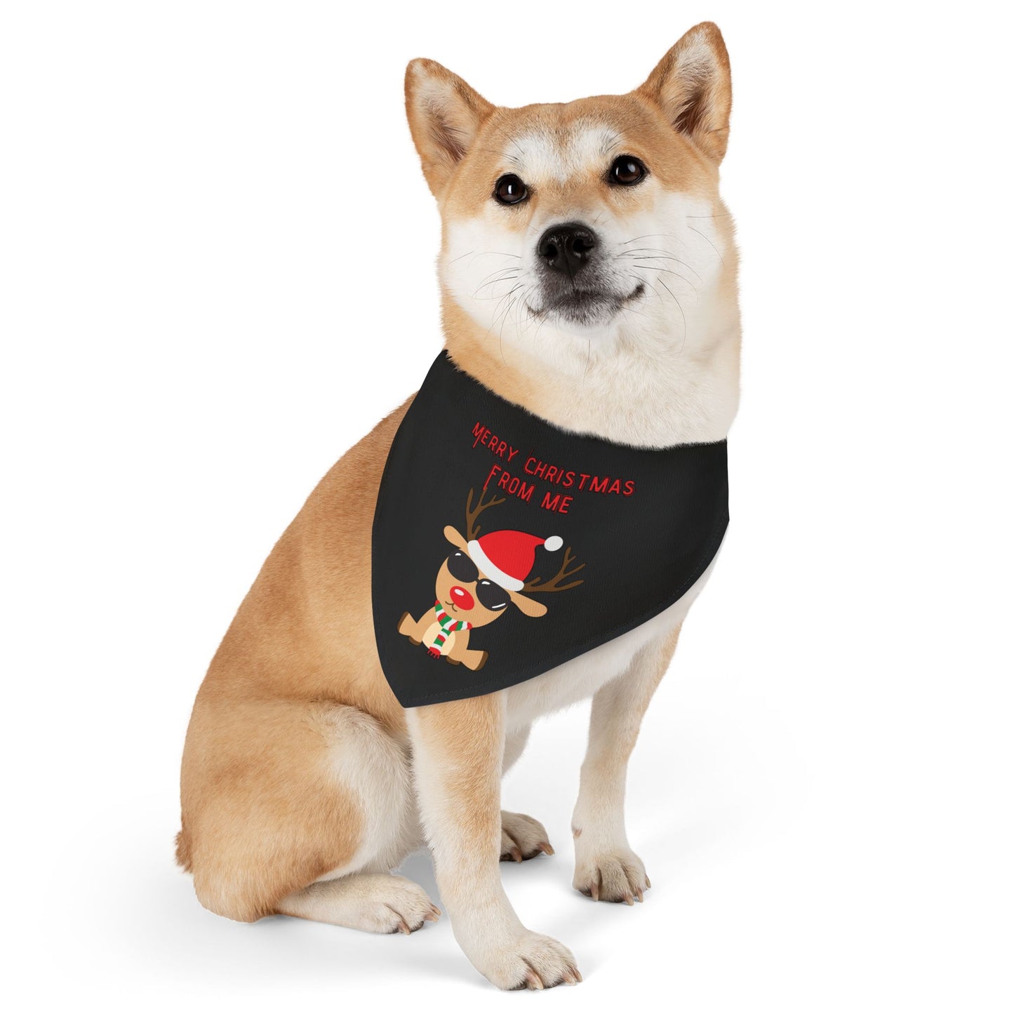 Merry Christmas From Me Pet Bandana Collar (Black) (Also Available in Adult Holiday Collection and Kids Holiday Collection)