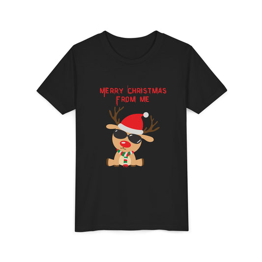 Merry Christmas From Me Reindeer Youth Tee (Also Available in Adult Holiday Collection and Pet Holiday Collection)