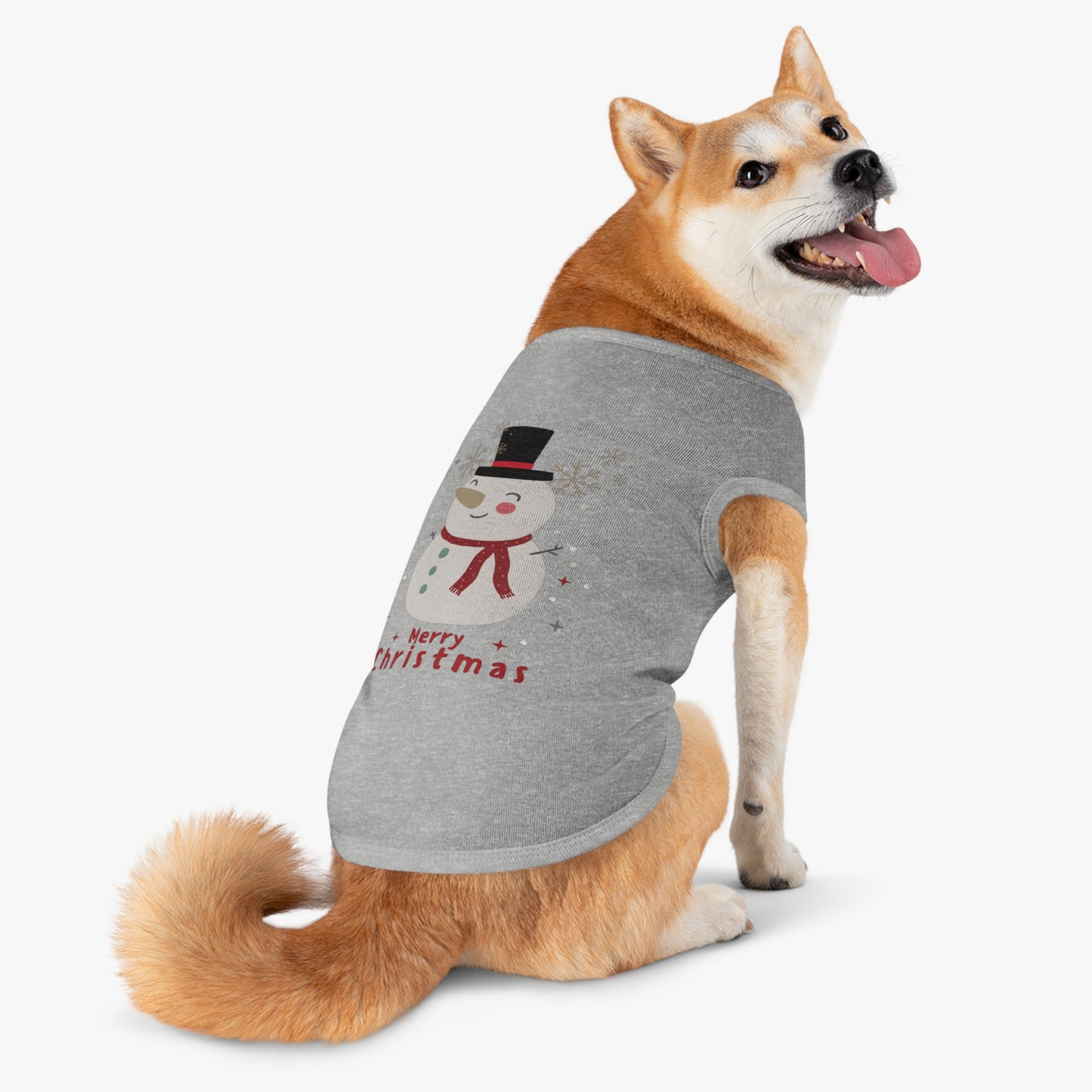 Merry Christmas Snowman Pet Tank Top (Also Available in Adult Holiday Collection and Kids Holiday Collection)