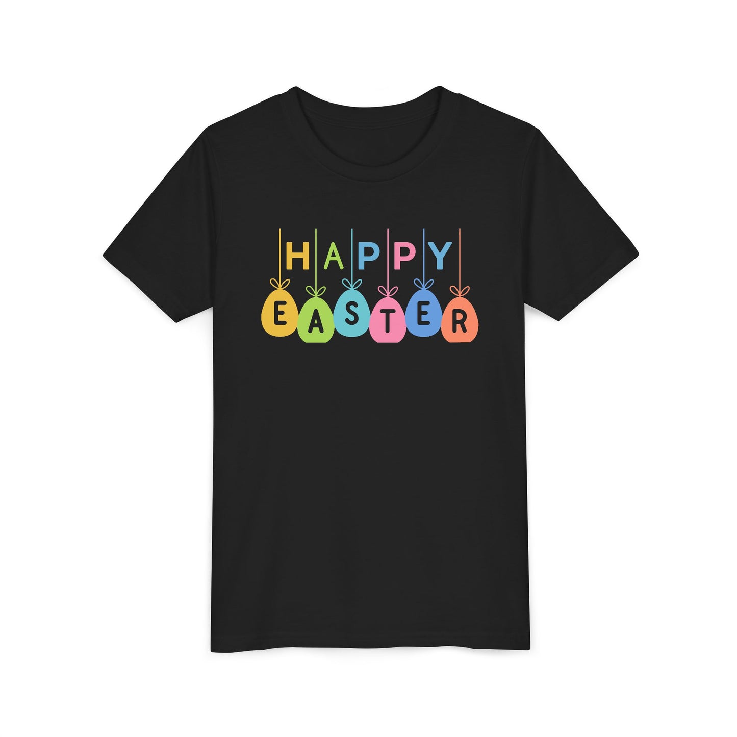 Happy Easter Colorful Hanging Eggs Youth Tee