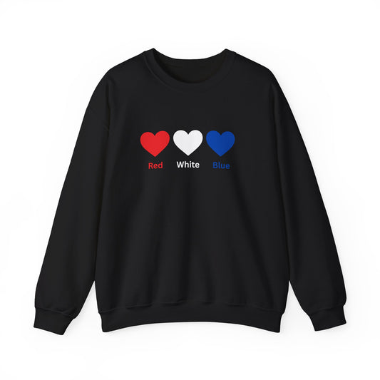 Red, White Blue Heart Unisex Sweatshirt