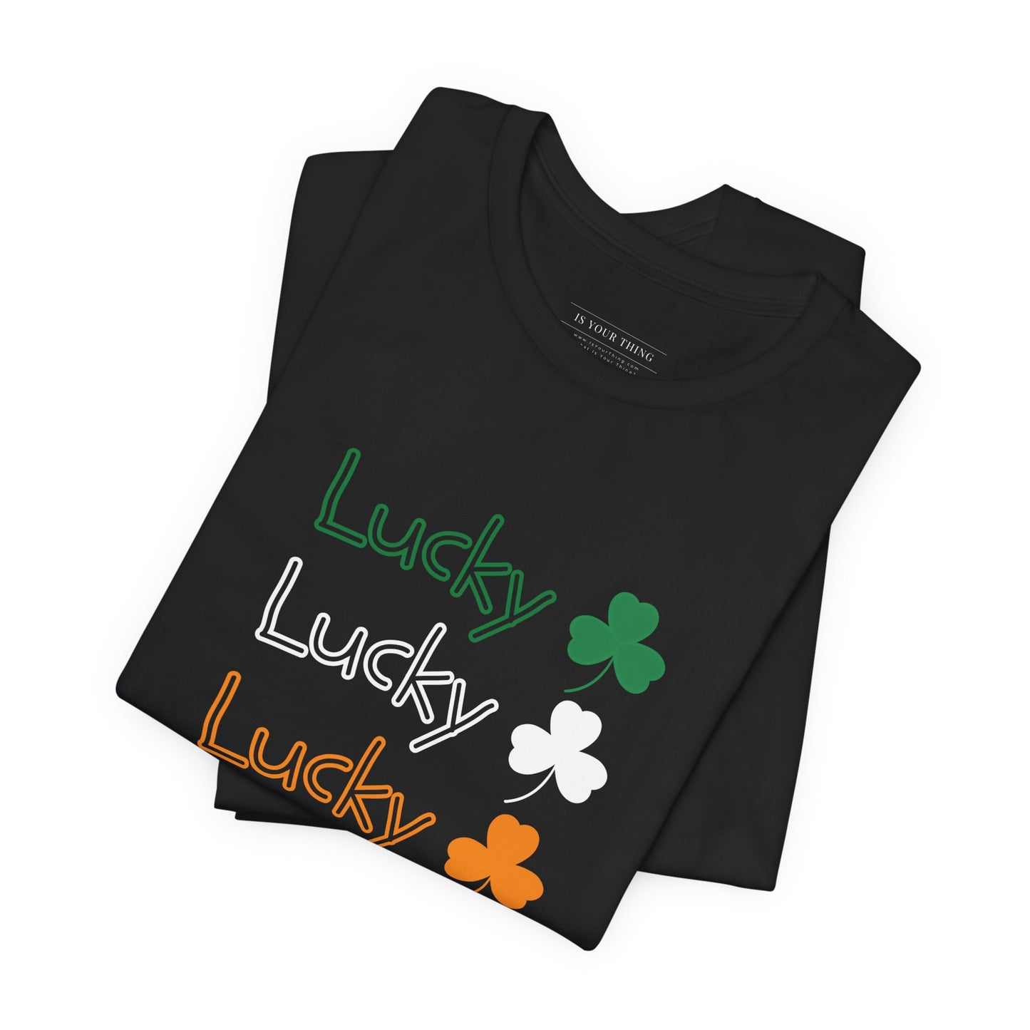 Lucky St. Patrick's Day Tee — Green, White & Orange Shamrock Unisex Tee