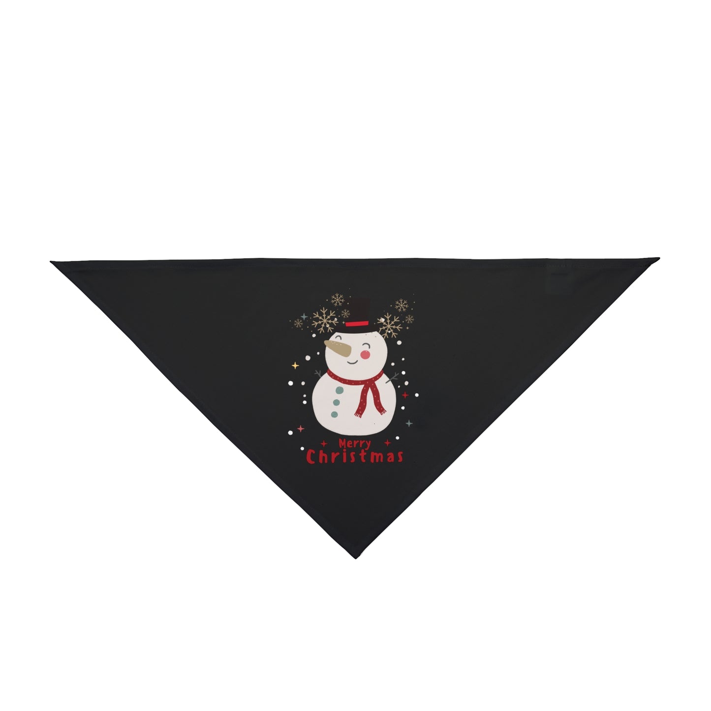 Merry Christmas Snowman Pet Bandana (Black) (Also Available in Adult Holiday Collection and Kids Holiday Collection)