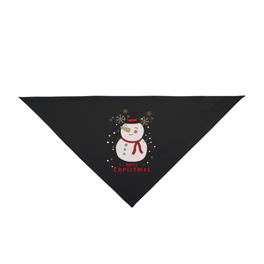 Merry Christmas Snowman Pet Bandana (Black) (Also Available in Adult Holiday Collection and Kids Holiday Collection)