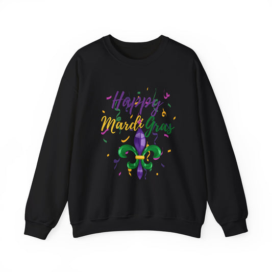 Happy Mardi Gras Fleur-de-Lis Unisex Sweatshirt