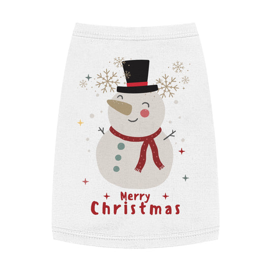 Merry Christmas Snowman Pet Tank Top (Also Available in Adult Holiday Collection and Kids Holiday Collection)