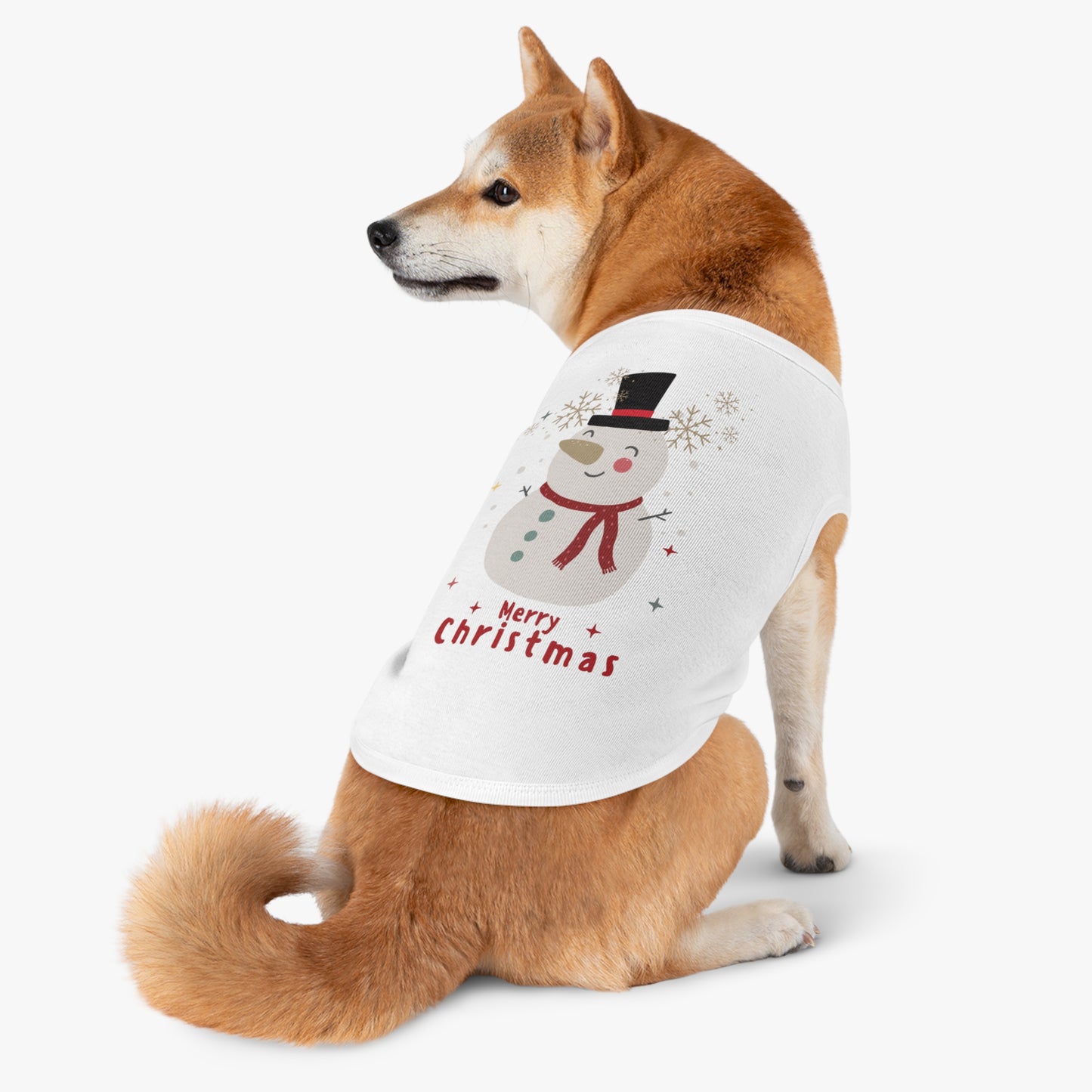 Merry Christmas Snowman Pet Tank Top (Also Available in Adult Holiday Collection and Kids Holiday Collection)
