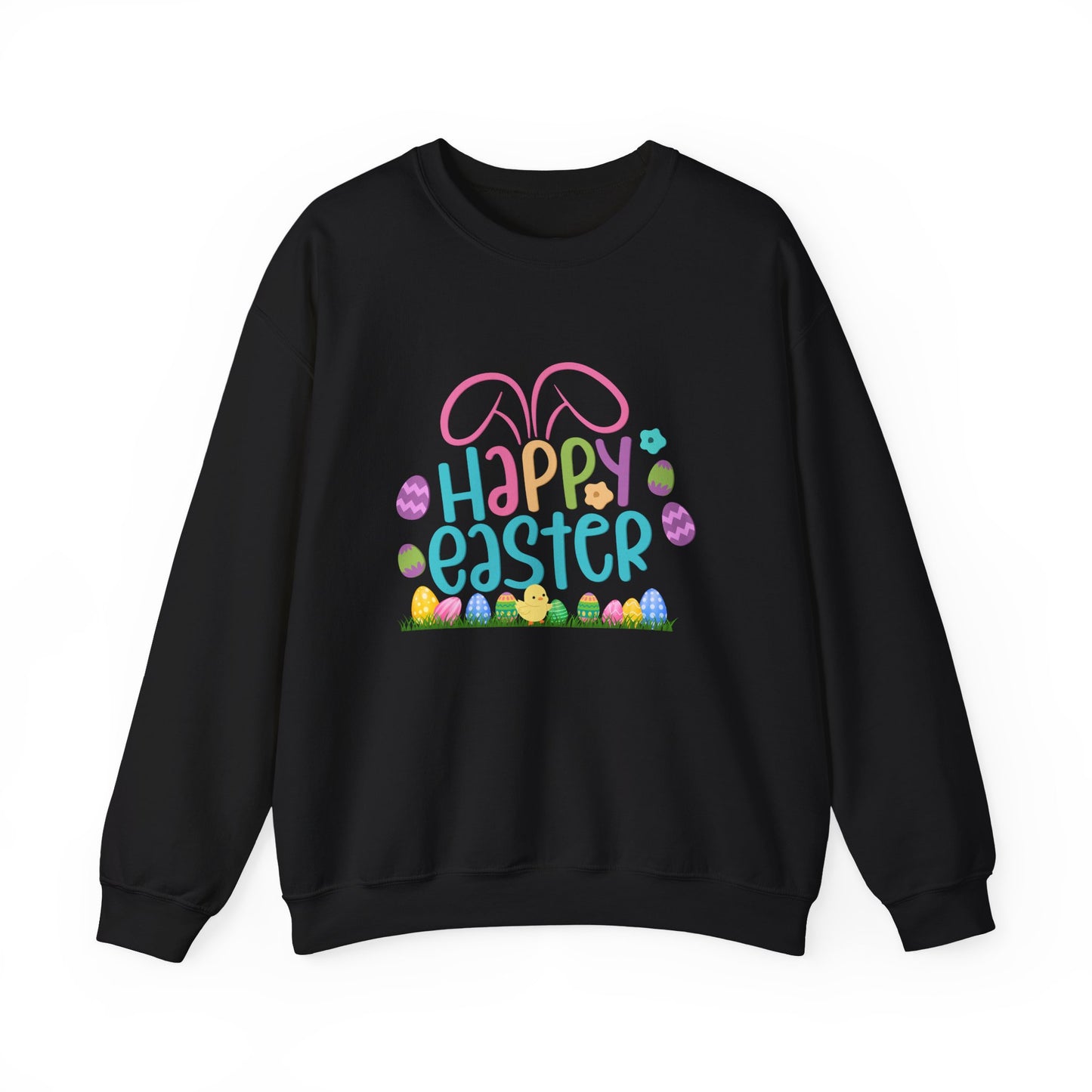 Happy Easter Colorful Bunny Ears & Eggs Unisex Sweatshirt
