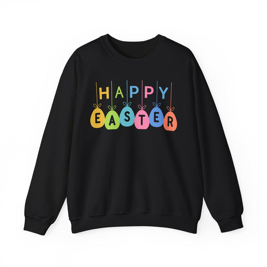 Happy Easter Colorful Hanging Egg Unisex Sweatshirt