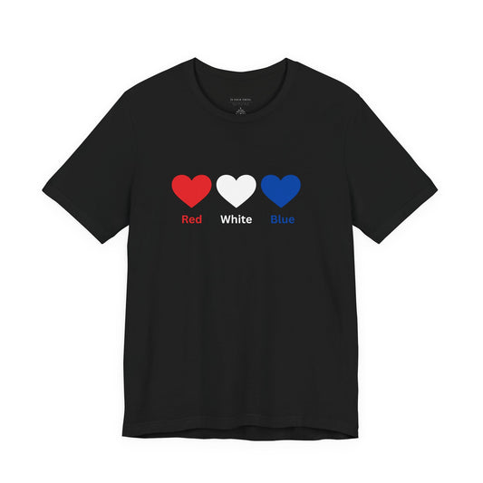 Red, White Blue Hearts Unisex Tee