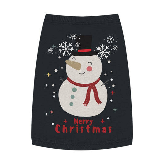 Merry Christmas Snowman Holiday Pet Tank Top (Also Available in Adult Holiday Collection and Kids Holiday Collection)