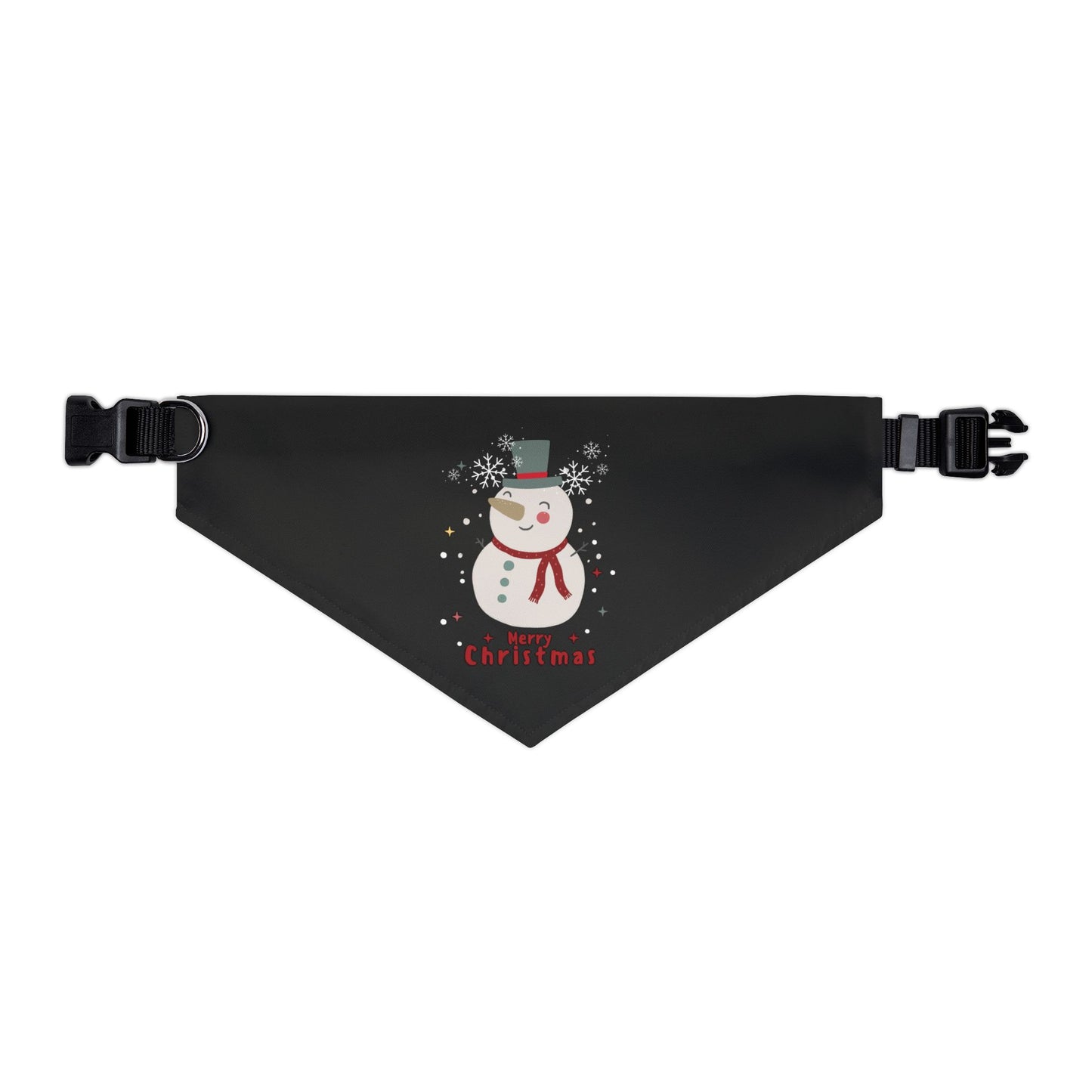 Merry Christmas Snowman Pet Bandana Collar (Black) (Also Available in Adult Holiday Collection and Kids Holiday Collection)