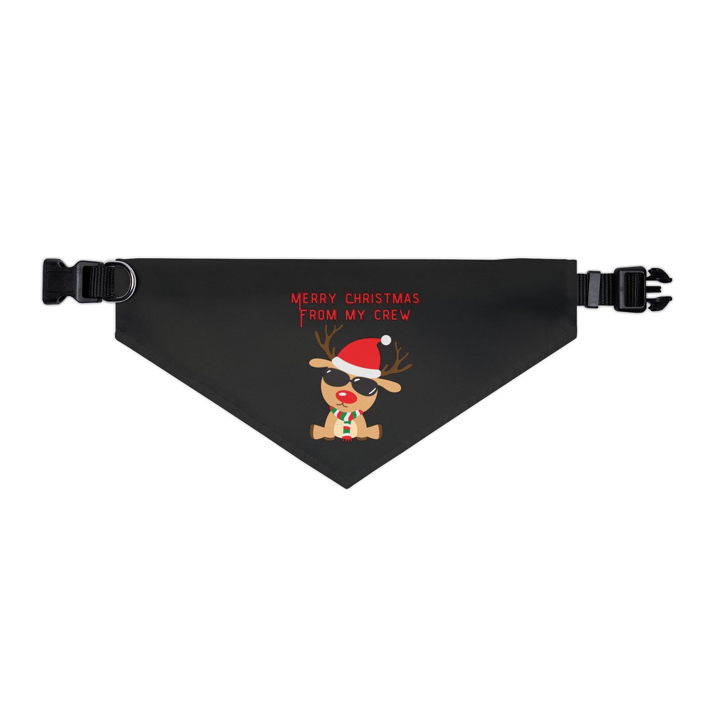 Merry Christmas From My Crew Pet Bandana Collar (Black) (Also Available in Adult Holiday Collection and Kids Holiday Collection)