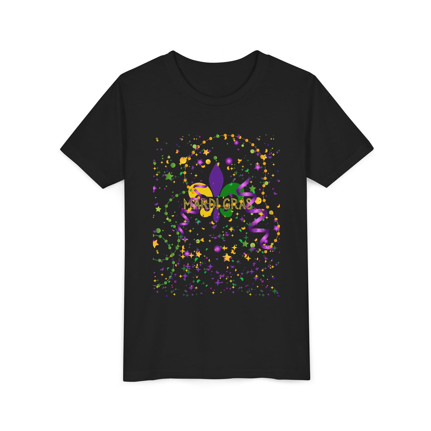 Mardi Gras Fleur-de-Lis Confetti Youth Tee