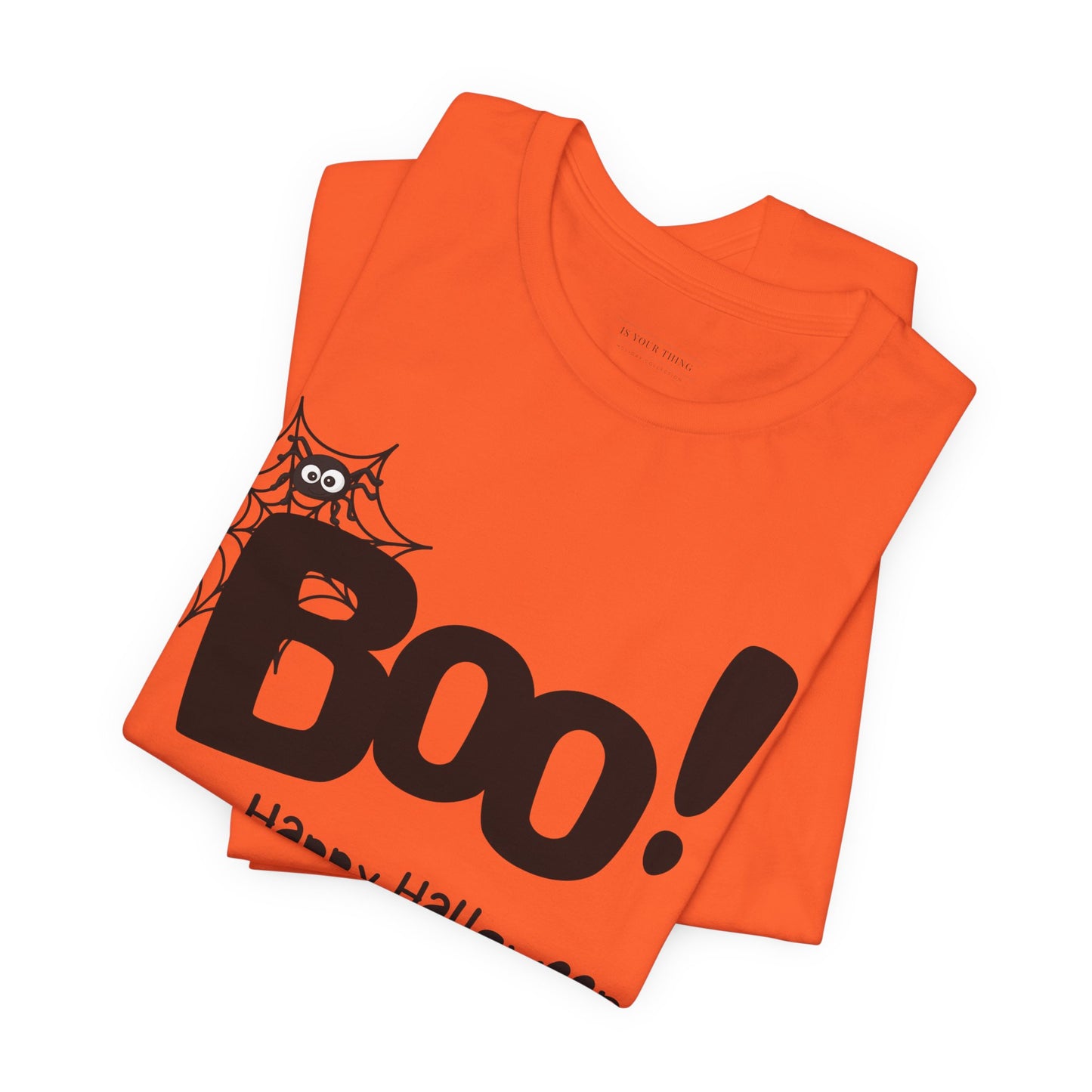 Boo Happy Halloween Unisex Tee (Orange) (Also Available in Kids Holiday Collection and Pet Holiday Collection)