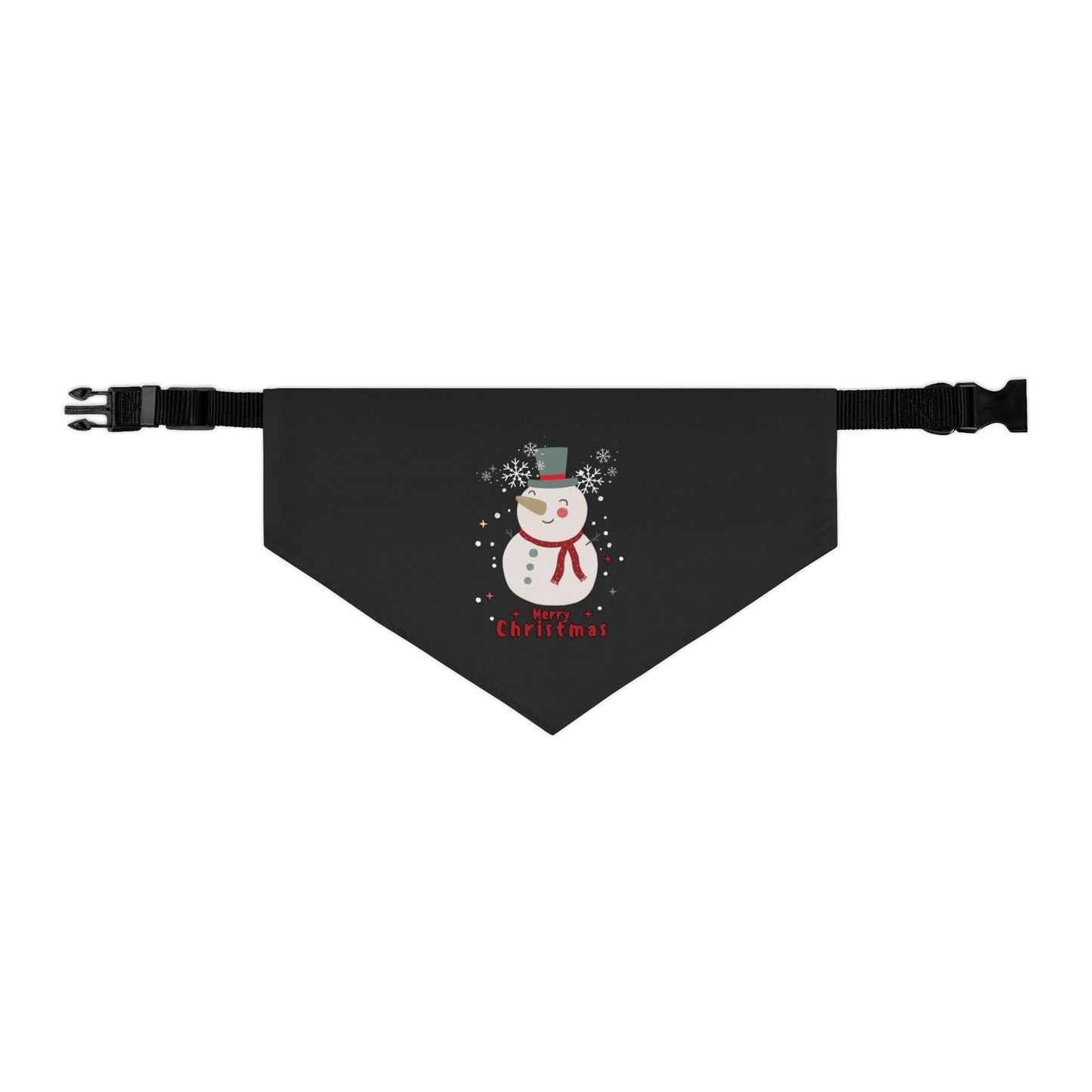 Merry Christmas Snowman Pet Bandana Collar (Black) (Also Available in Adult Holiday Collection and Kids Holiday Collection)