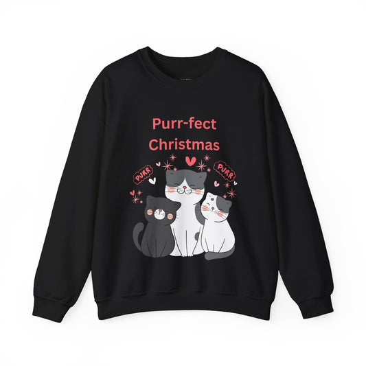 Purr-fect Christmas Cat Unisex Sweatshirt (Also Available in Kids Holiday Collection and Pet Holiday Collection)
