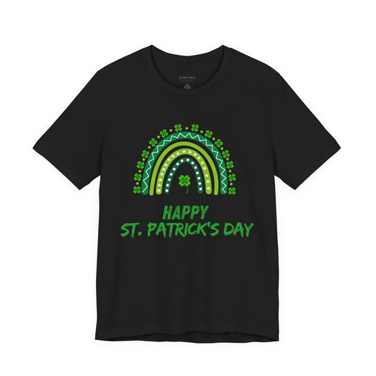 St. Patrick's Day Rainbow Tee — "Happy St. Patrick's Day" Shamrock T-Shirt